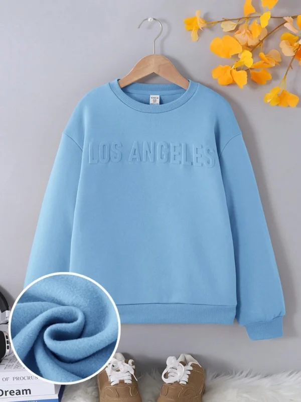 Sudadera de cuello redondo cómoda y suave con gráfico de letras 3D