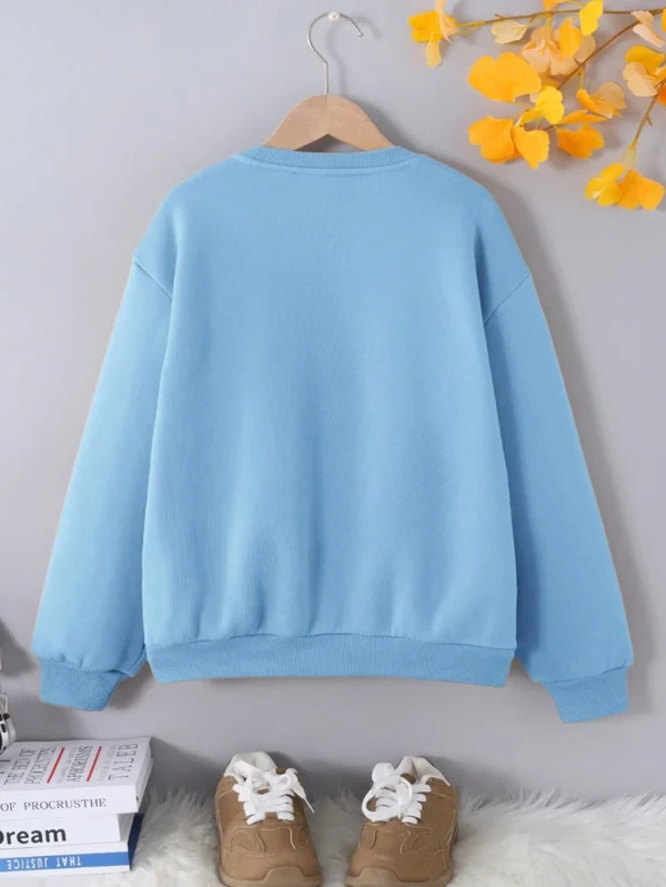 Sudadera de cuello redondo cómoda y suave con gráfico de letras 3D - Imagen 2