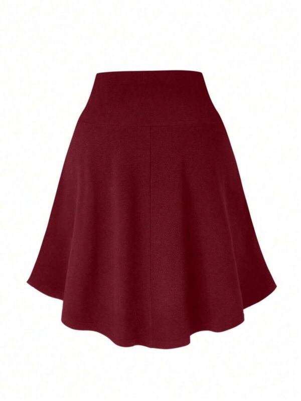 Falda ancha de unicolor elegante para tallas grandes - Imagen 2