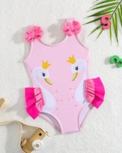 Traje De Baño De Una Pieza Para Bebé Niña Con Estampado De Dibujos Animados