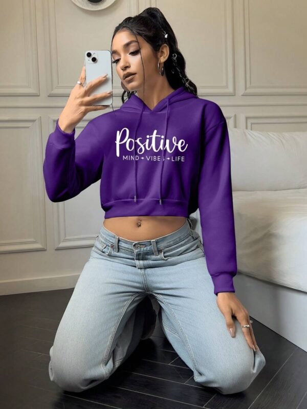 Sudadera con capucha térmica de manga larga con estampado gráfico, hombros caídos
