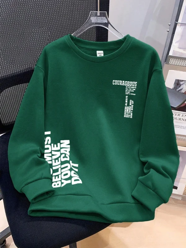 Sudadera de punto informal con cuello redondo y estampado de letras