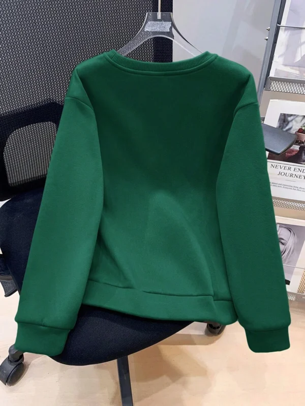 Sudadera de punto informal con cuello redondo y estampado de letras - Imagen 2