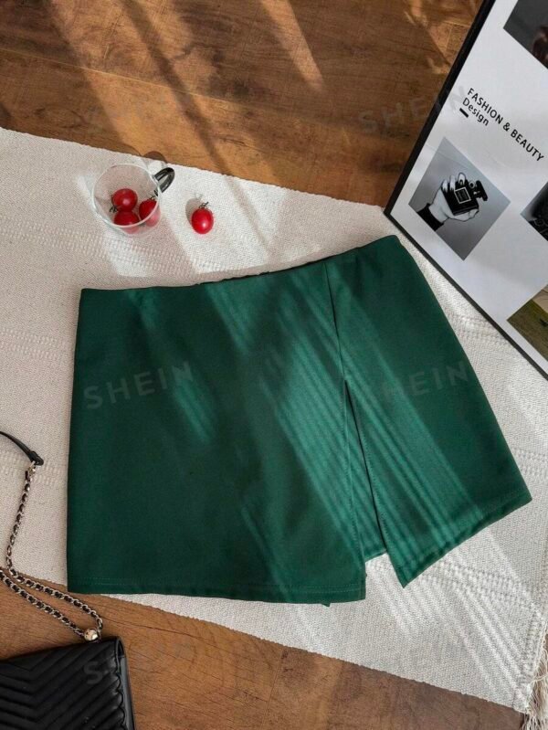 Falda pantalón con dobladillo dividido de unicolor para tallas grandes