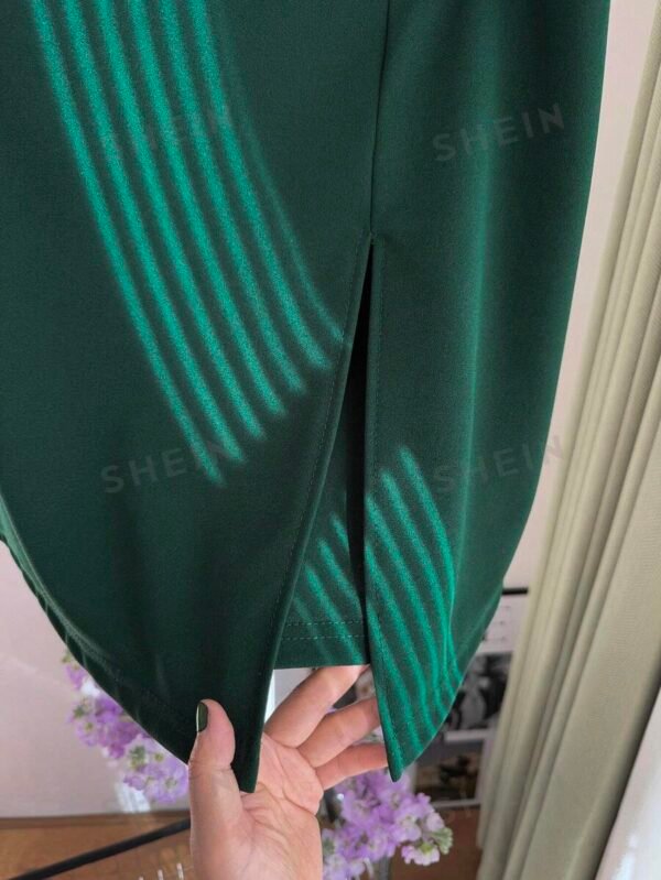 Falda pantalón con dobladillo dividido de unicolor para tallas grandes - Imagen 3