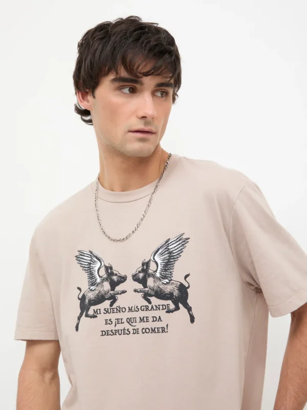 Playera Manga Corta Estampada Hueso - Imagen 3
