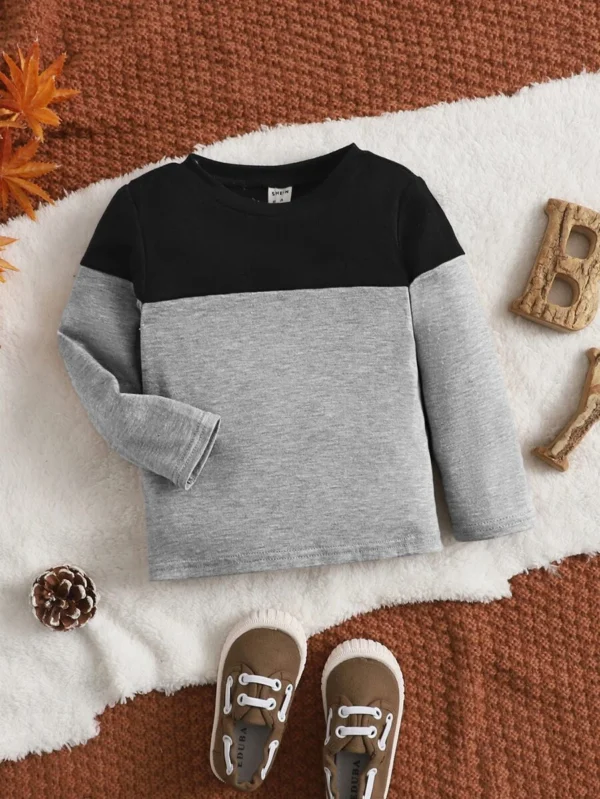 Camiseta Informal En Dos Tonos, Estilo Sencillo Y Adecuado