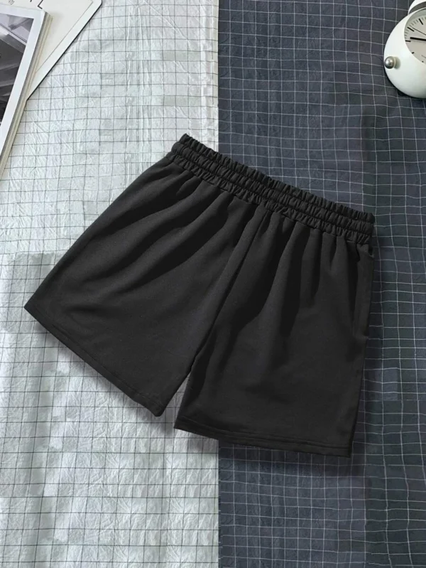 Pantalones cortos de cintura con cordón y gráfico de lema - Imagen 2