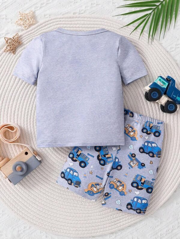 Conjunto de ropa para bebé niño con estampado de dibujos animados - Imagen 2