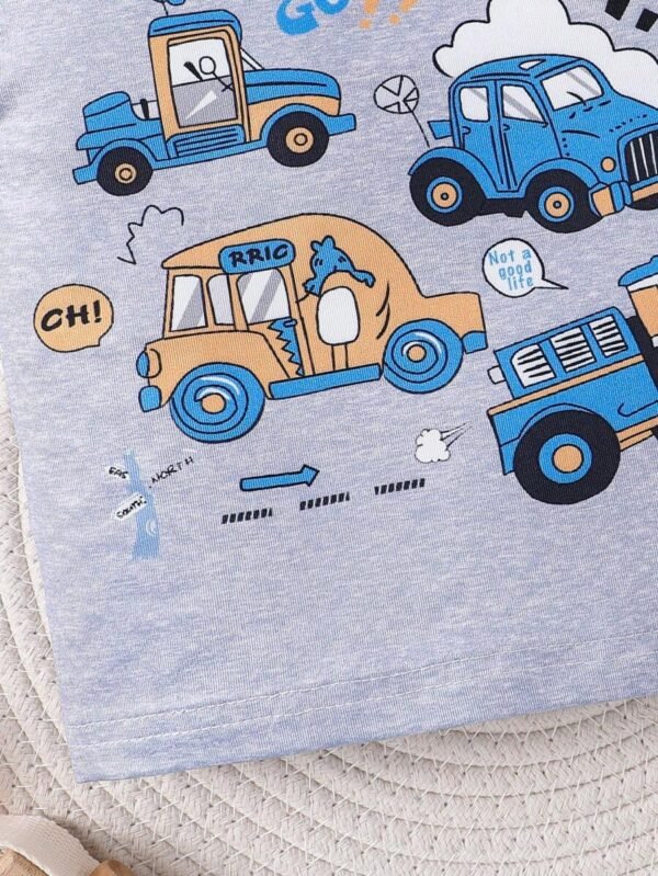 Conjunto de ropa para bebé niño con estampado de dibujos animados - Imagen 3
