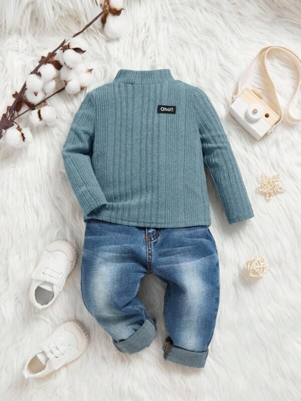 Suéter de cuello alto de punto casual para bebé niño