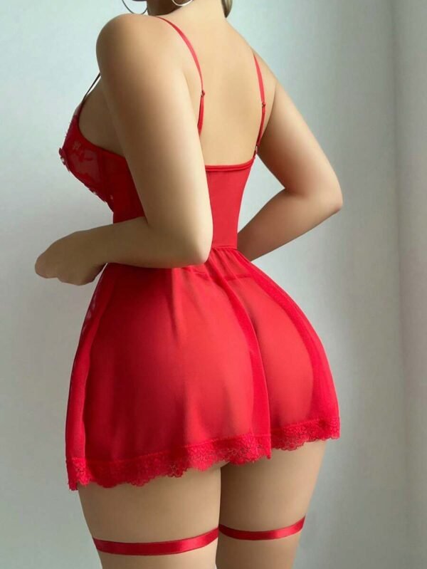 Set de 4 piezas: Camisón de encaje y malla con aro - Imagen 2