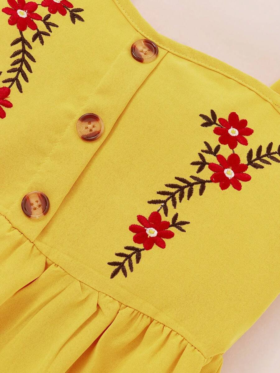 Vestido de verano sin mangas y acampanado con flores bordadas - Imagen 3