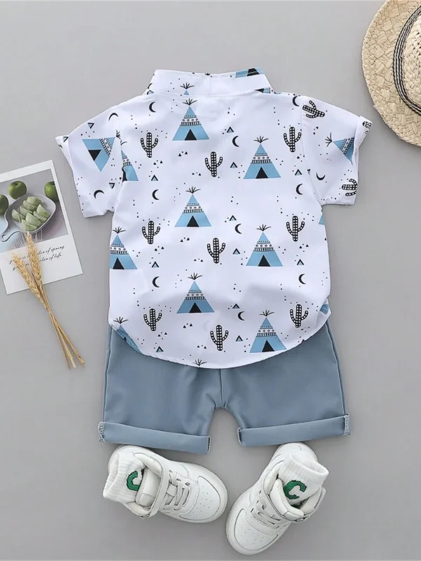 Conjunto de camisa de manga corta con cuello completo y pantalones cortos - Imagen 2