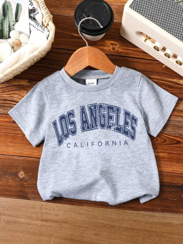Camiseta de manga corta con estampado de letras para bebé niño