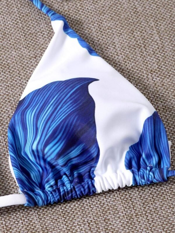 Conjunto de bikini de triángulo con estampado de hojas - Imagen 3