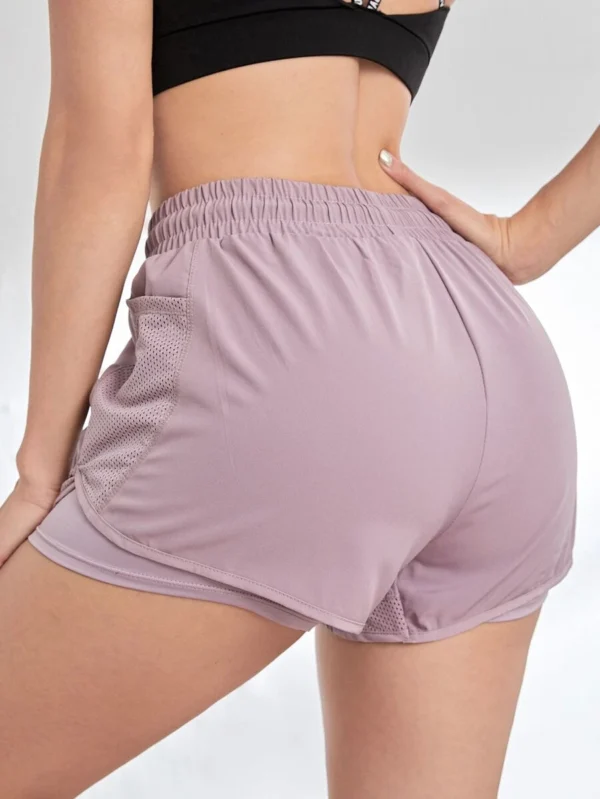 Pantalones cortos deportivos con cintura de cordón y bolsillo para teléfono - Imagen 2