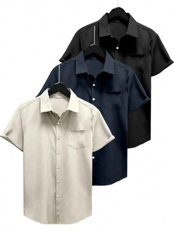 Camisa de manga corta casual y versátil de unicolor