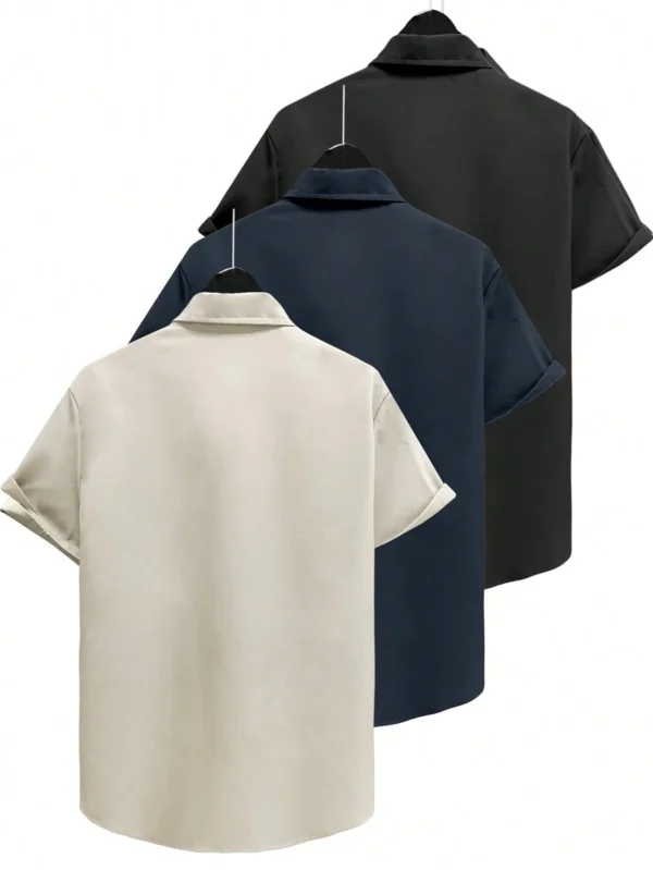 Camisa de manga corta casual y versátil de unicolor - Imagen 2