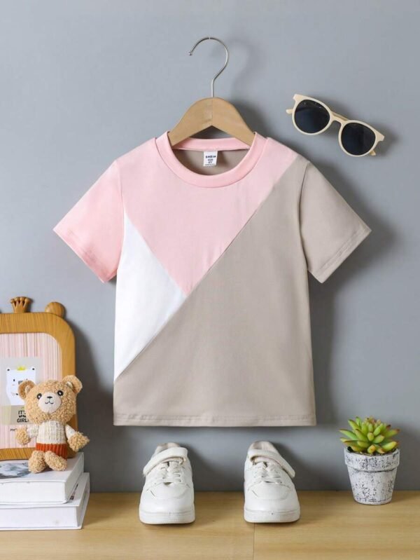 Camiseta de manga corta con bloqueo de 3 colores