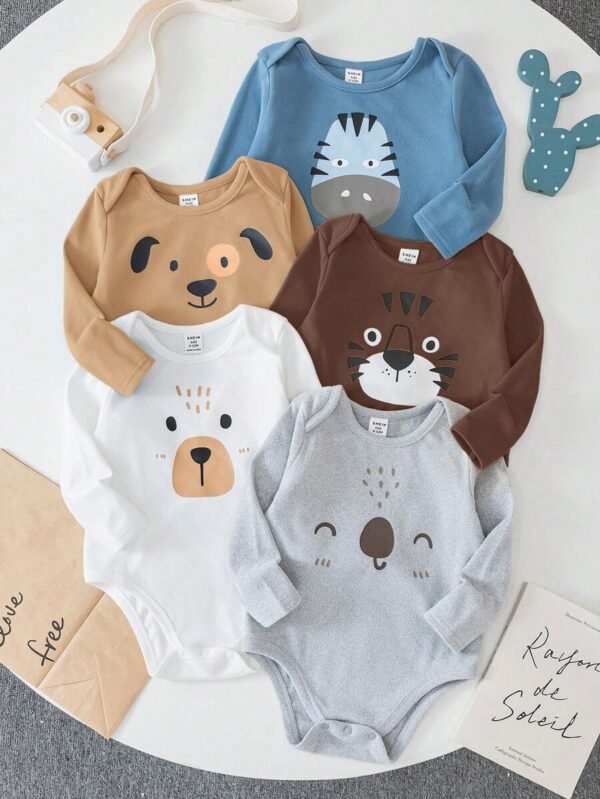 body para bebés niños con estampado de osos y perros