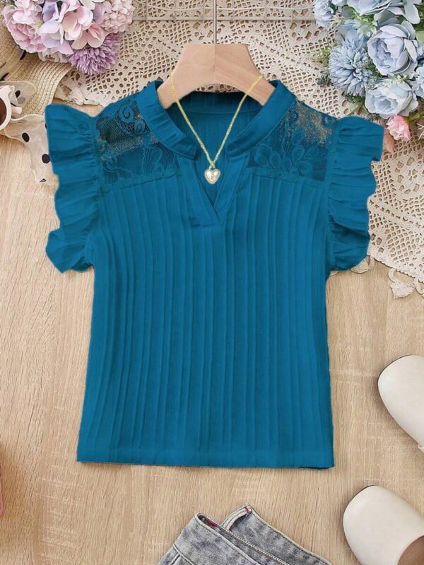 Blusa sin mangas de encaje de unicolor