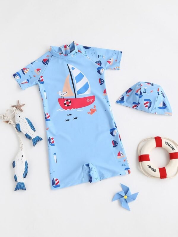 Traje De Baño De Una Pieza Con Estampado De Dibujos Animados