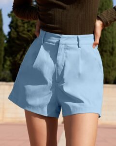 Shorts de talle alto con fruncido