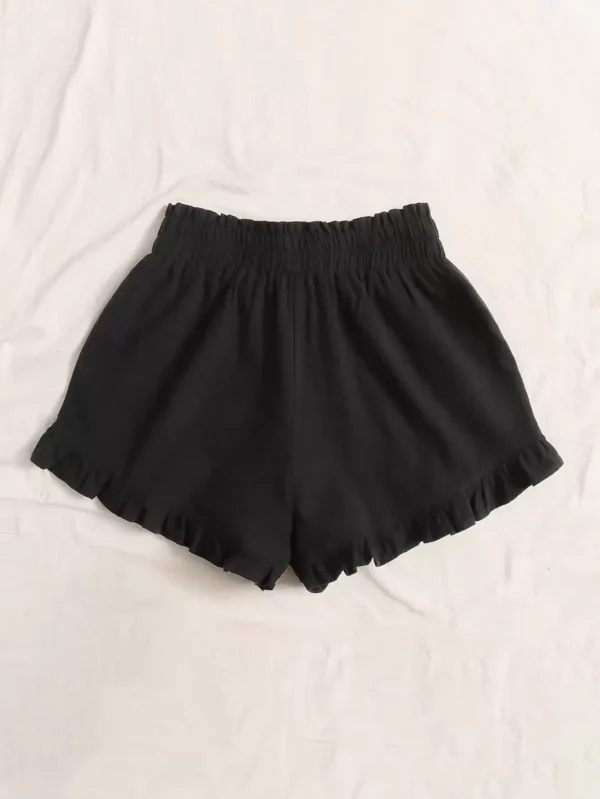 Shorts con fleco con cordón de cintura con volante bajo con fruncido - Imagen 2