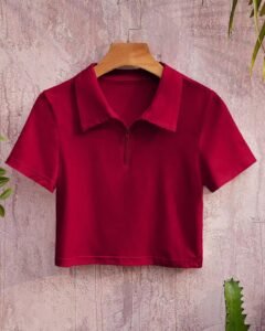 Camiseta unicolor con cremallera media