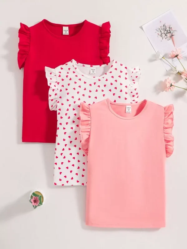 top de punto casual y lindo con estampado de corazones multicolor