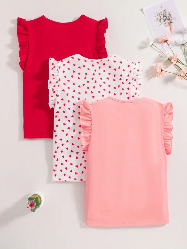 top de punto casual y lindo con estampado de corazones multicolor - Imagen 2