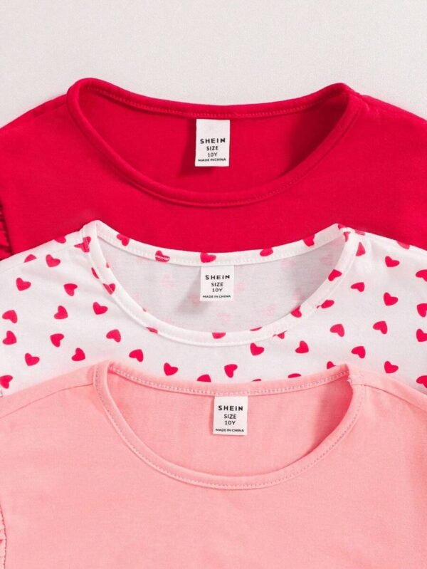 top de punto casual y lindo con estampado de corazones multicolor - Imagen 3
