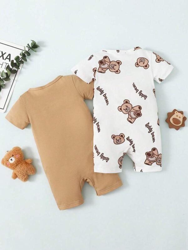 mameluco de manga corta para bebé niño con estampado de oso - Imagen 2