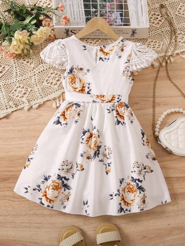 Vestido Informal Estampado Y De Encaje De Parche - Imagen 2