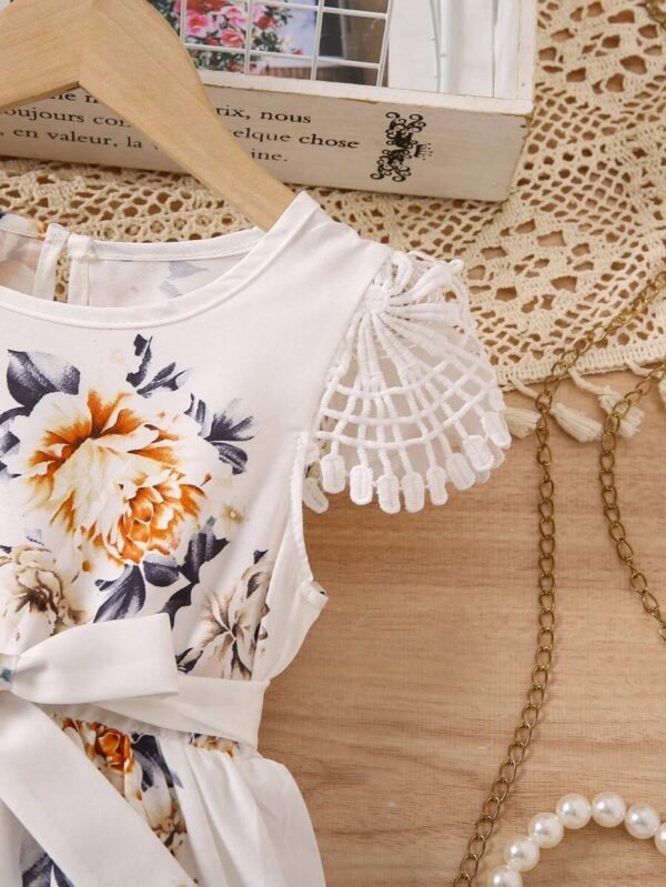 Vestido Informal Estampado Y De Encaje De Parche - Imagen 3