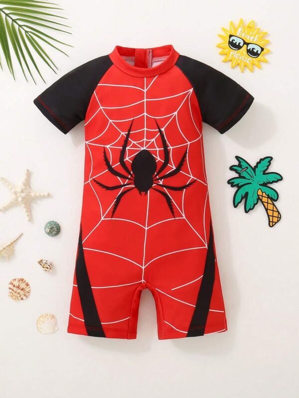 Traje de baño de una pieza para niño con diseño de contraste de color - Imagen 3