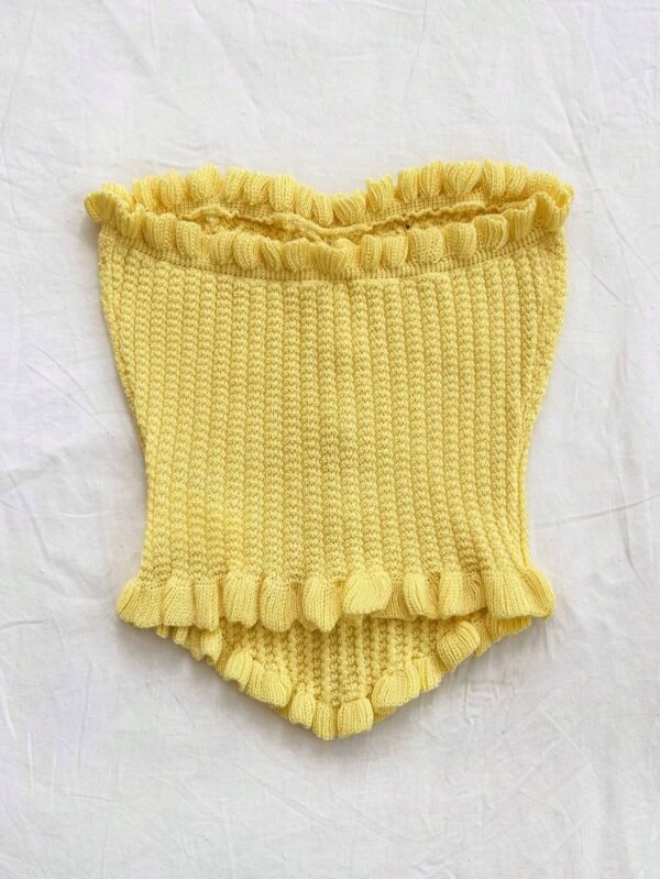 Top tubo de verano de unicolor informal con ruedo con volantes - Imagen 2