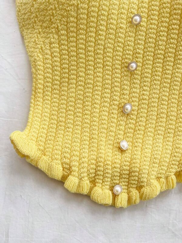 Top tubo de verano de unicolor informal con ruedo con volantes - Imagen 3