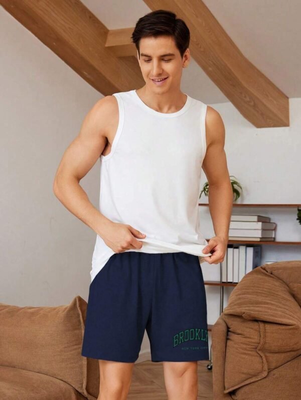 Pantalones cortos de estar en casa con estampado de letras - Imagen 3