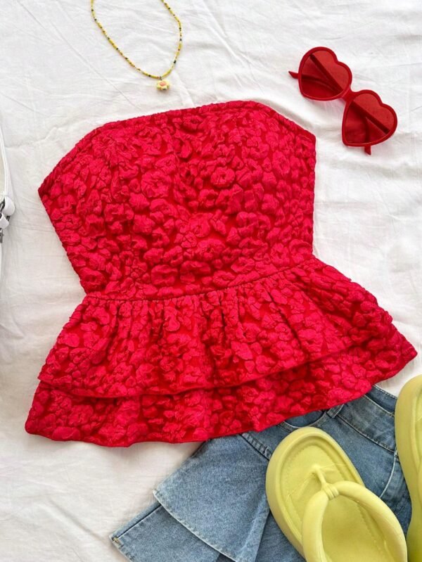 /blusa casual de verano amarillo canario con peplum