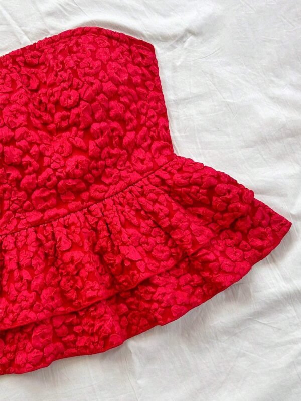 /blusa casual de verano amarillo canario con peplum - Imagen 3