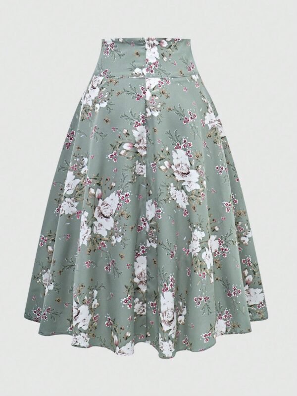 Falda con estampado floral y nudo en la cintura, elegante - Imagen 2