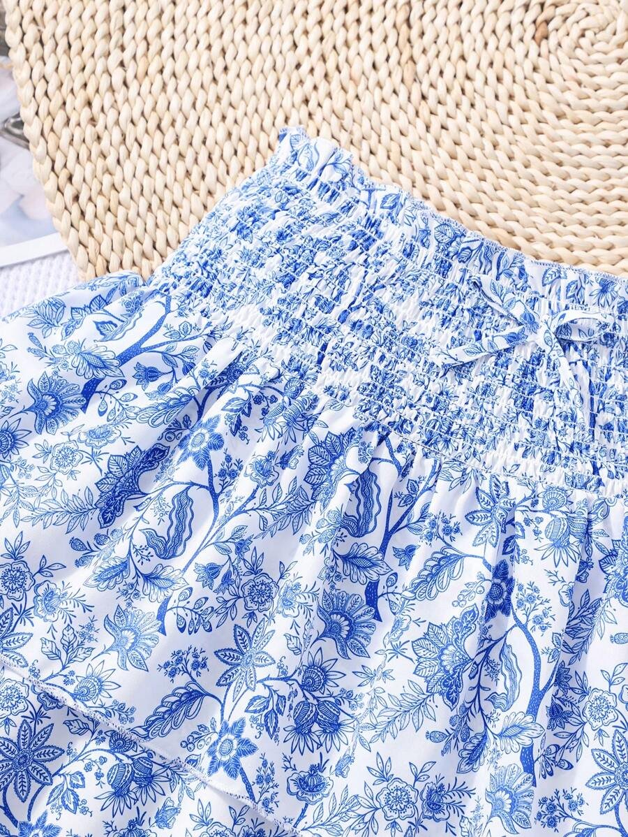 Falda corta fluida con diseño floral - Imagen 3