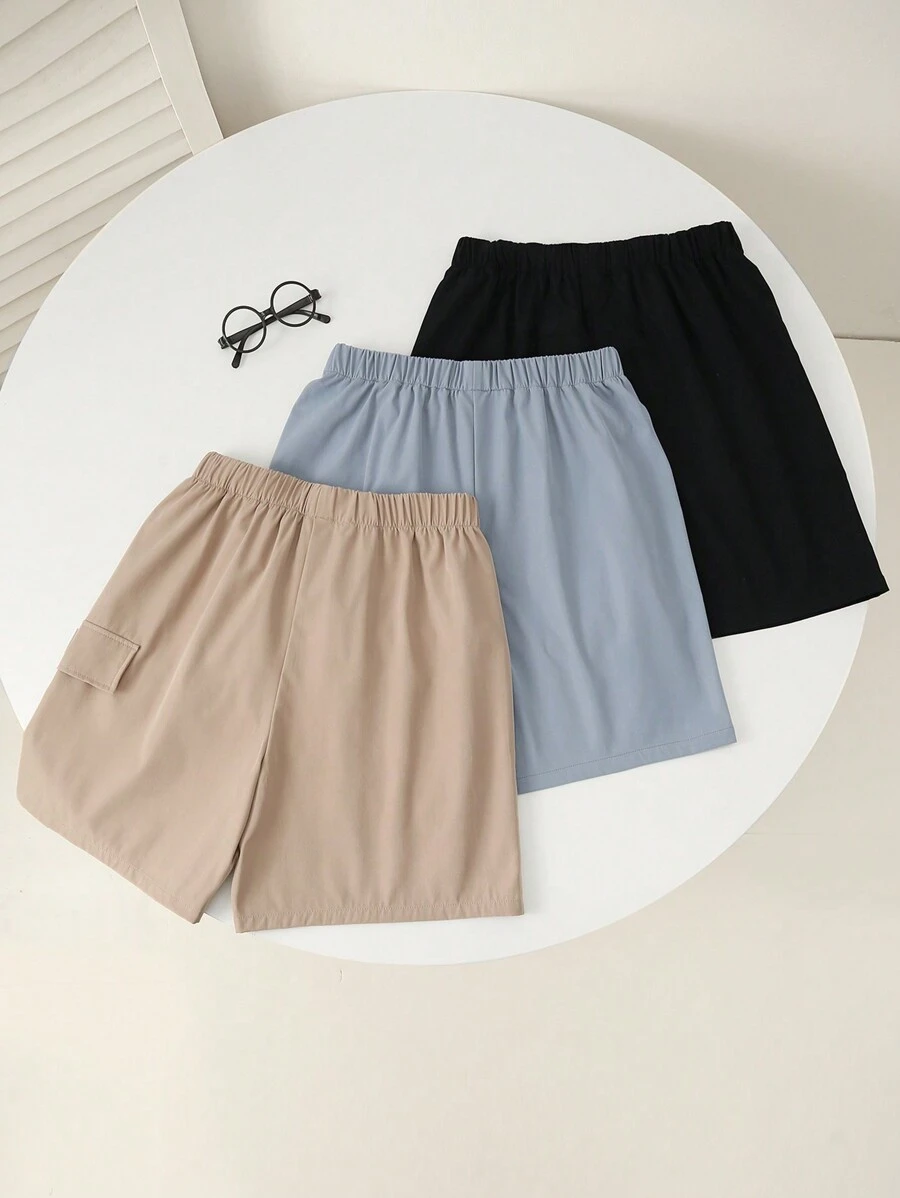 Pantalon corto informal de red tejida de unicolor versátil - Imagen 2