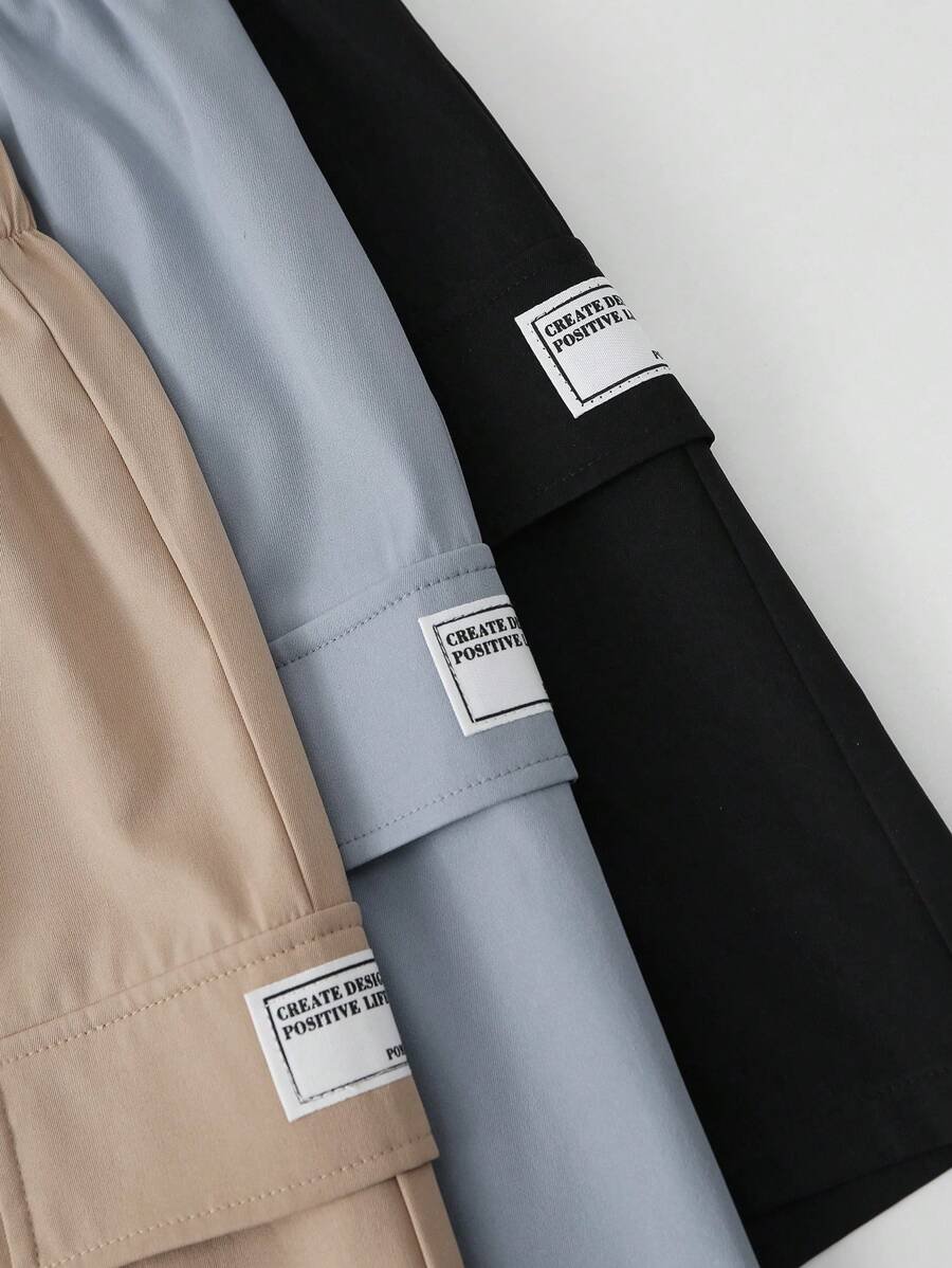 Pantalon corto informal de red tejida de unicolor versátil - Imagen 3