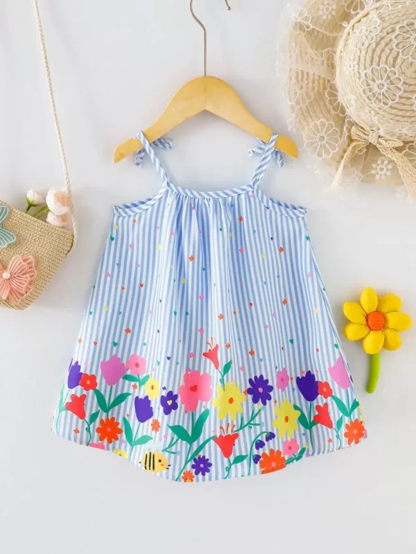 Vestido de bebé niña con patrón floral completo - Imagen 2