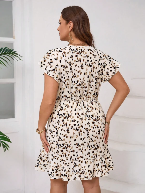 Vestido casual de verano de talla grande de unicolor con volantes - Imagen 2