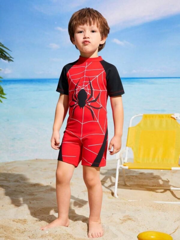 Traje de baño de una pieza para niño con diseño de contraste de color