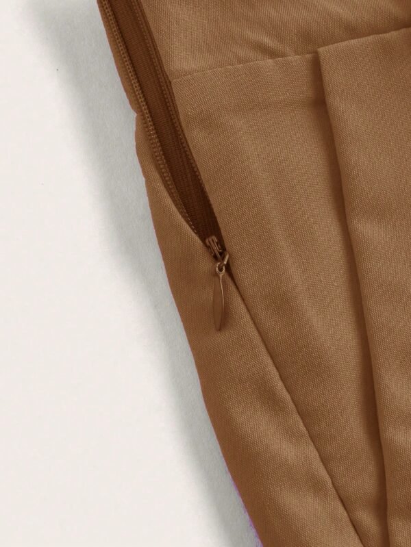 Pantalones cortos casuales sueltos de mujer con bolsillos y pliegues de unicolor - Imagen 3